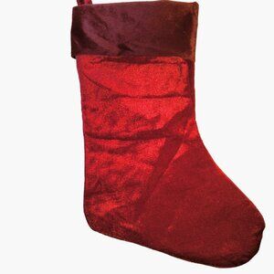 Red Velvet Christmas Stocking  Folded Maroon Cuff